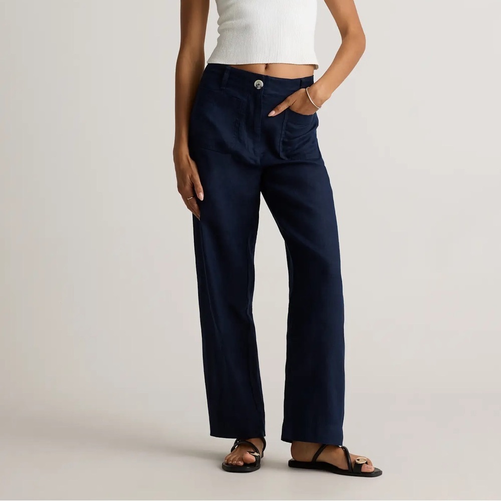 Quince Navy Linen Wide Leg Pants Size 6 - Picture 8 of 8